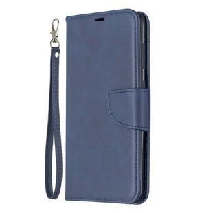 Retro Lambskin Texture Pure Color Horizontal Flip PU Leather Case for Galaxy A7, with Holder & Card Slots & Wallet & Lanyard(Blue)