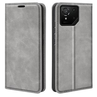 For Asus ROG Phone 9 / 9 Pro Retro-skin Magnetic Suction Leather Phone Case(Grey)