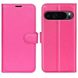 For Google Pixel 9 Pro XL Litchi Texture Horizontal Flip Leather Phone Case with Holder(Rose Red)