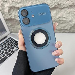 For iPhone 11 Plating Large Window MagSafe Phone Case(Navy blue)