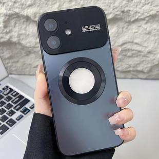 For iPhone 11 Plating Large Window MagSafe Phone Case(Black)