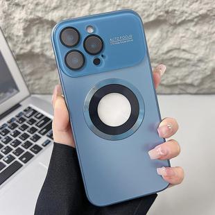 For iPhone 13 Pro Max Plating Large Window MagSafe Phone Case(Navy blue)