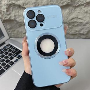 For iPhone 15 Pro Max Plating Large Window MagSafe Phone Case(Sierra Blue)