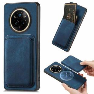 For Realme 14 Pro Retro Leather Card Bag Magnetic Phone Case(Blue)