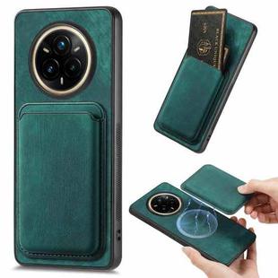 For Realme 14 Pro Retro Leather Card Bag Magnetic Phone Case(Green)