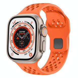 For Apple Watch 46mm / 49mm / 45mm / 44mm Mesh Reverse Buckle Silicone Watch Band(Orange)