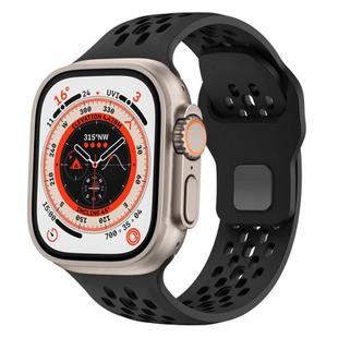 For Apple Watch 46mm / 49mm / 45mm / 44mm Mesh Reverse Buckle Silicone Watch Band(Black)