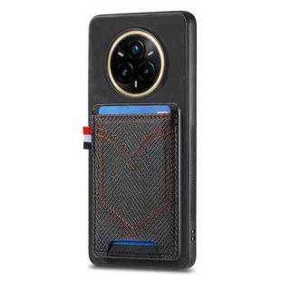 For Realme 14 Pro Denim Texture Leather Skin Phone Case with Card Slot(Black)