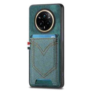 For Realme 14 Pro+ Denim Texture Leather Skin Phone Case with Card Slot(Green)