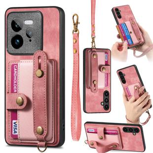 For Realme GT 7 Pro Retro Cross Wristband Wallet Leather Back Phone Case(Pink)