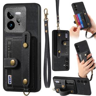 For Realme GT 7 Pro Retro Cross Wristband Wallet Leather Back Phone Case(Black)