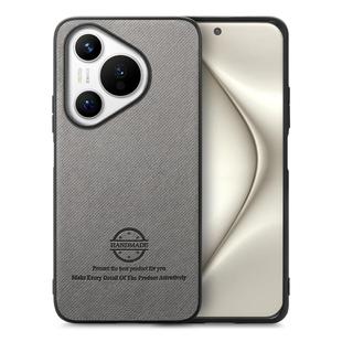 For Huawei Pura 70 Twill Fabric Leather Skin Back Phone Case(Gray)