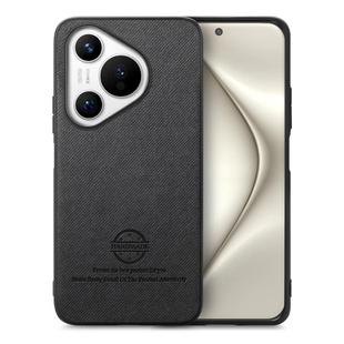 For Huawei Pura 70 Pro Twill Fabric Leather Skin Back Phone Case(Black)