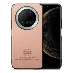 For Huawei Mate 70 Twill Fabric Leather Skin Back Phone Case(Pink)