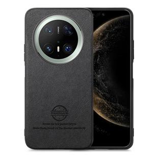 For Huawei Mate 70 Pro+ Twill Fabric Leather Skin Back Phone Case(Black)