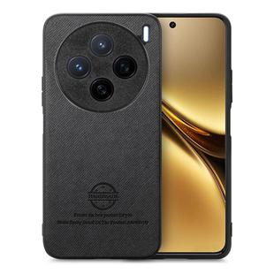 For vivo X200 Twill Fabric Leather Skin Back Phone Case(Black)