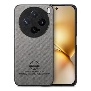For vivo X200 Pro mini Twill Fabric Leather Skin Back Phone Case(Gray)