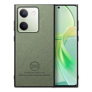 For vivo Y300+ Twill Fabric Leather Skin Back Phone Case(Green)