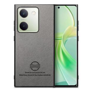 For vivo Y300+ Twill Fabric Leather Skin Back Phone Case(Gray)