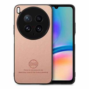 For vivo X200 Ultra Twill Fabric Leather Skin Back Phone Case(Pink)