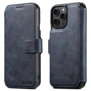For iPhone 13 Pro Max Suteni Q05 2-in-1 Multi-function Detachable Wallet MagSafe Phone Case(Blue)