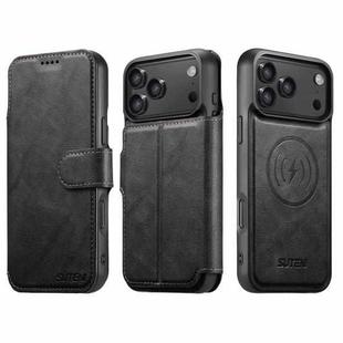 For iPhone 17 Pro Max Suteni Q05 2-in-1 Multi-function Detachable Wallet MagSafe Phone Case(Black)
