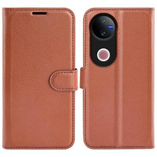 For vivo V50 Global Litchi Texture Horizontal Flip Leather Phone Case with Holder(Brown)