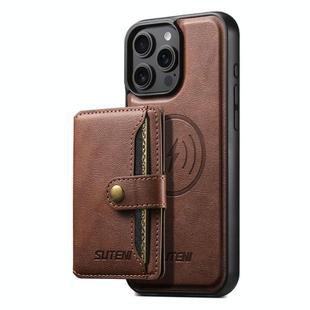 For iPhone 16 Pro Suteni M4 Magnetic Card Bag MagSafe Leather Phone Case(Brown)