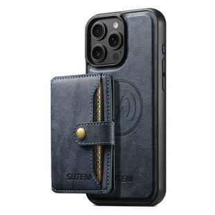 For iPhone 15 Pro Max Suteni M4 Magnetic Card Bag MagSafe Leather Phone Case(Blue)