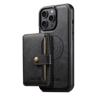 For iPhone 13 Pro Max Suteni M4 Magnetic Card Bag MagSafe Leather Phone Case(Black)