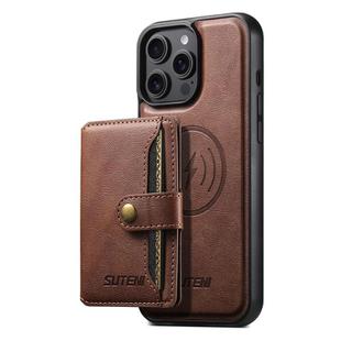For iPhone 13 Pro Max Suteni M4 Magnetic Card Bag MagSafe Leather Phone Case(Brown)