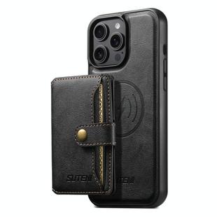 For iPhone 12 Pro Max Suteni M4 Magnetic Card Bag MagSafe Leather Phone Case(Black)