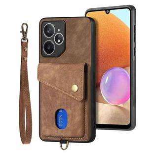 For Realme Neo7 Retro Card Wallet Fold Leather Phone Case with Strap(Brown)