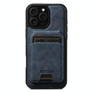 For iPhone 15 Pro Max Suteni M5 Magnetic Card Bag MagSafe Leather Phone Case(Blue)