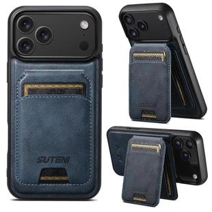 For iPhone 17 Pro Max Suteni M5 Magnetic Card Bag MagSafe Leather Phone Case(Blue)