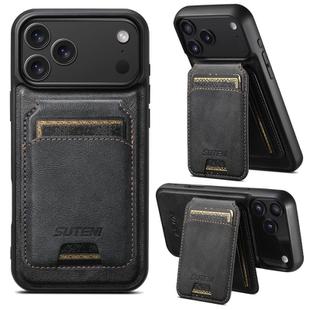 For iPhone 17 Pro Suteni M5 Magnetic Card Bag MagSafe Leather Phone Case(Black)