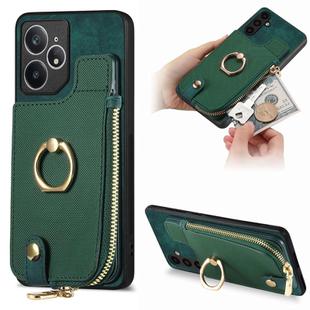 For Realme Neo7 Cross Leather Ring Vertical Zipper Wallet Back Phone Case(Green)