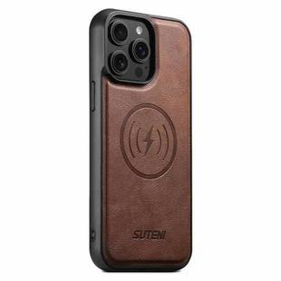 For iPhone 12 Pro Suteni G5 Cowhide Leather MagSafe Magnetic Phone Case(Brown)