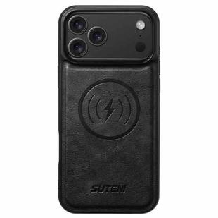 For iPhone 17 Pro Max Suteni G5 Cowhide Leather MagSafe Magnetic Phone Case(Black)