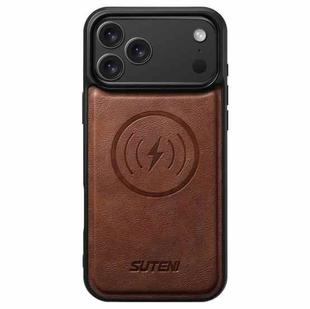 For iPhone 17 Pro Max Suteni G5 Cowhide Leather MagSafe Magnetic Phone Case(Brown)