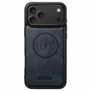 For iPhone 17 Pro Max Suteni G5 Cowhide Leather MagSafe Magnetic Phone Case(Blue)