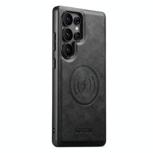 For Samsung Galaxy S25 Ultra 5G Suteni G5 Cowhide Leather Magnetic Phone Case(Black)