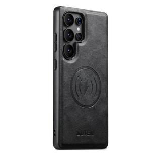 For Samsung Galaxy S23 Ultra 5G Suteni G5 Cowhide Leather Magnetic Phone Case(Black)