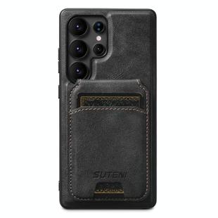 For Samsung Galaxy S25 Ultra 5G Suteni M5 Magnetic Card Bag MagSafe Leather Phone Case(Black)