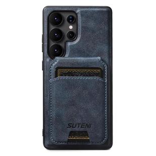 For Samsung Galaxy S25 Ultra 5G Suteni M5 Magnetic Card Bag MagSafe Leather Phone Case(Blue)