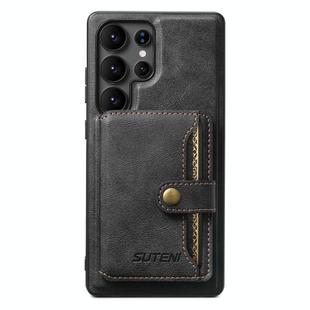 For Samsung Galaxy S23 Ultra 5G Suteni M4 Magnetic Card Bag MagSafe Leather Phone Case(Black)