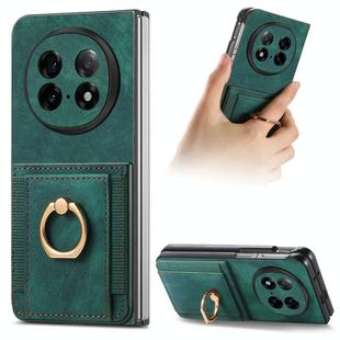 For OPPO Find N5 Retro Skin-feel Ring Card Bag Phone Case(Green)