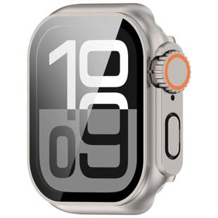 For Apple Watch Series 9/8/7 45mm Change to Ultra 49mm Tempered Film Integrated PC Button Watch Case(Starlight)