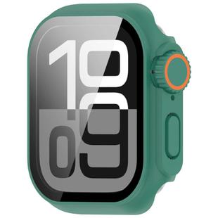For Apple Watch Series 6/5/4/SE/SE2 40mm Change to Ultra 49mm Tempered Film Integrated PC Button Watch Case(Green)