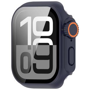 For Apple Watch Series 6/5/4/SE/SE2 40mm Change to Ultra 49mm Tempered Film Integrated PC Button Watch Case(Midnight Blue)